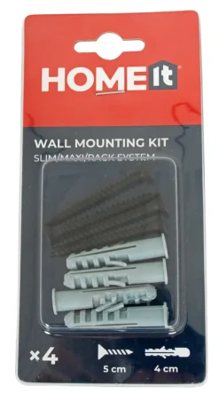 Home it Veggmonteringssett t/Rack/Maxi/Slim svart | Veggskinner & Hylleknekter