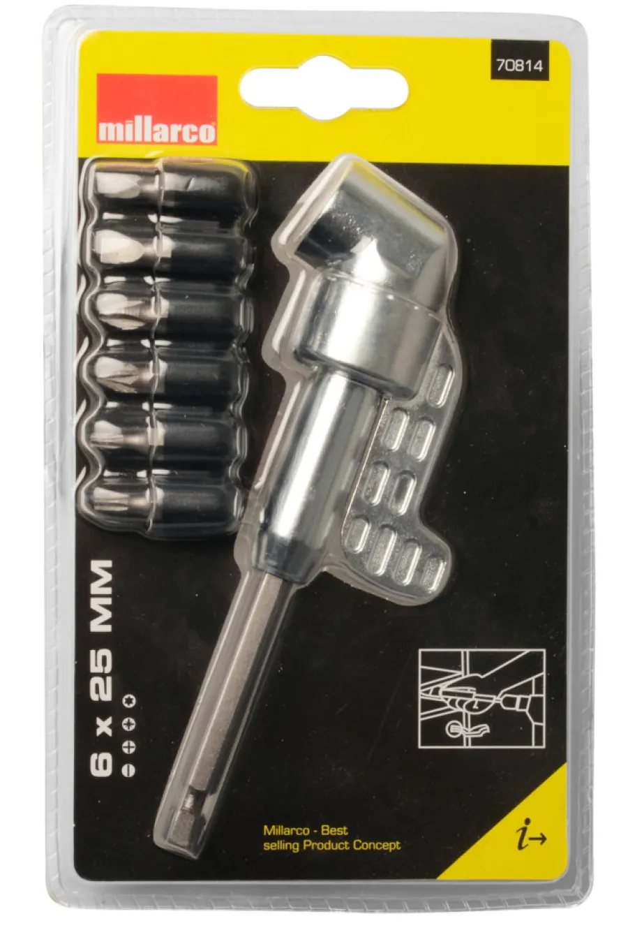 Millarco Vinkelfeste t/bits 7 deler | Bor & Bits