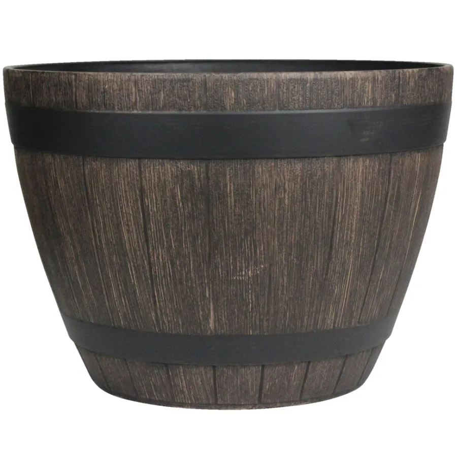 Scan-Pot Whiskytønne i trelook Ø37,5 x H26,5 cm | Krukker|Plantebord & Høybed